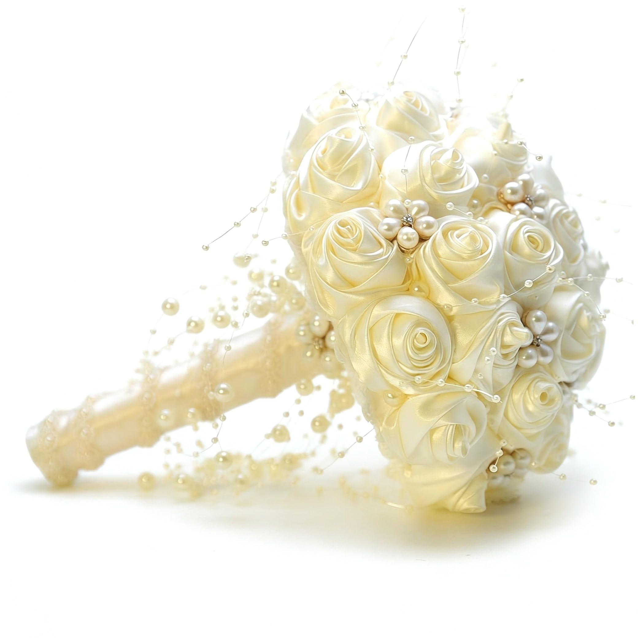 Bouquet da sposa per matrimonio, bouquet da sposa con rose accentate con perline e perle