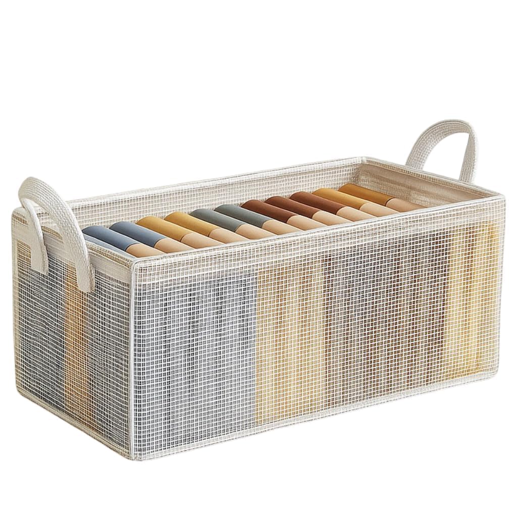 26-Liter Multi-Purpose Waterproof Foldable PVC Storage Box with Steel Frame: Transparent and Durable Clothes Open-Top Organizer for Wardrobe and Bedroom and Home Organization