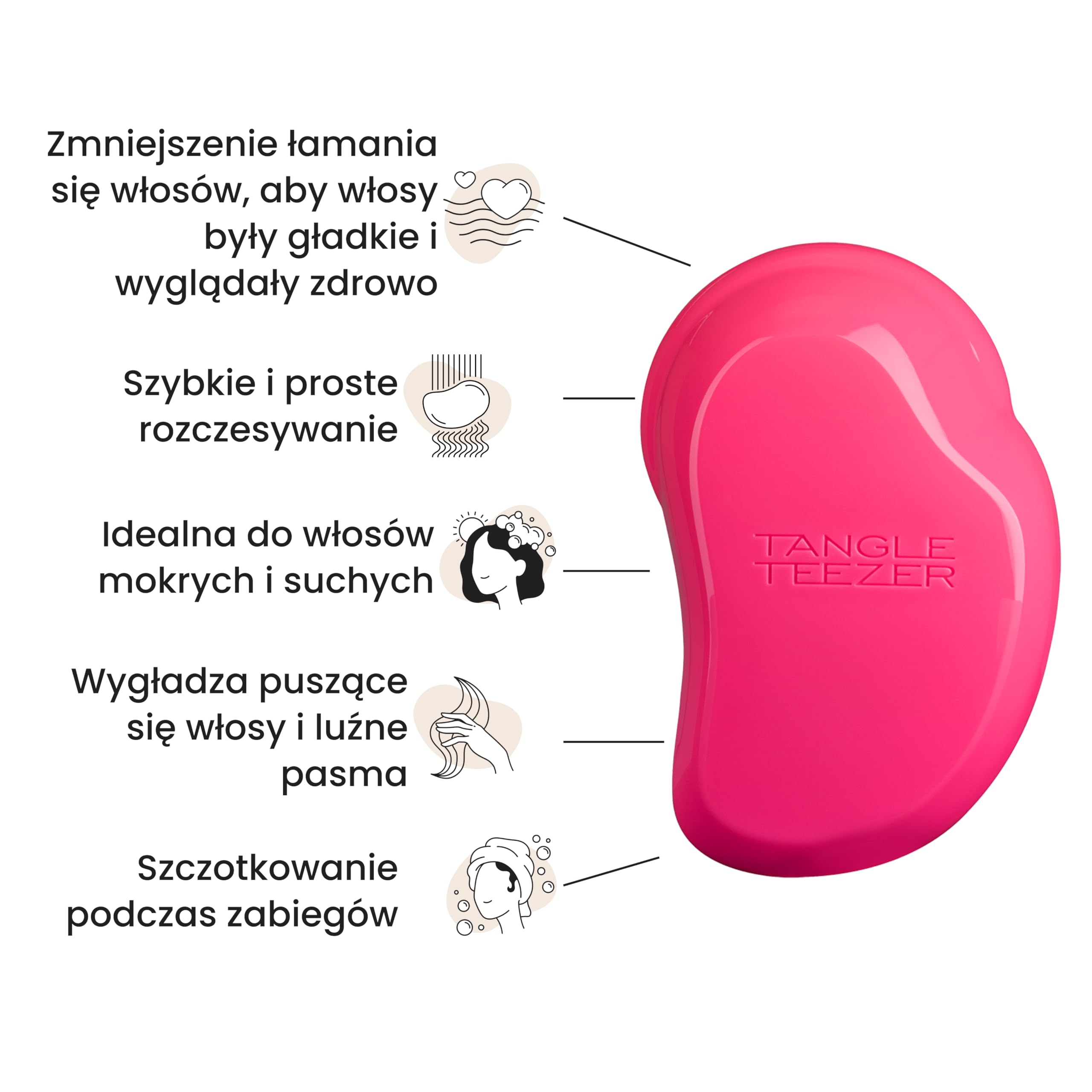 Tangle Teezer Original - Do włosów mokrych i suchych - Szczotka do rozczesywania do wszystkich rodzajów włosów - Dwupoziomowe ząbki zmniejszają łamliwość i eliminują splątania - Różowy mus