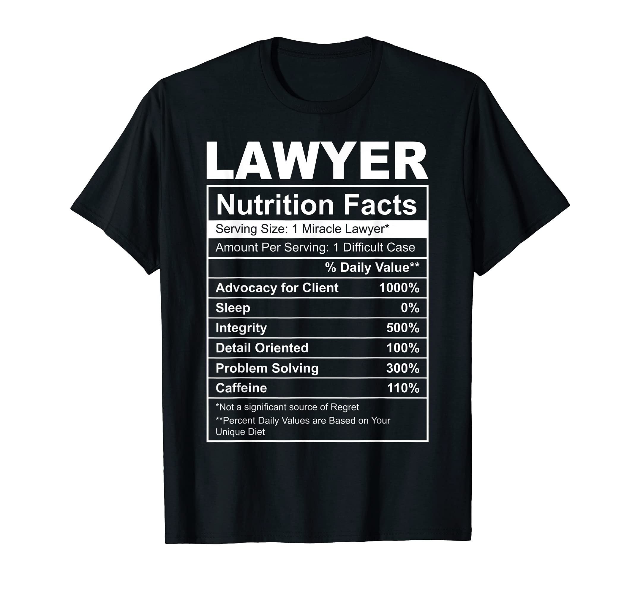 Funny Lawyer Nutrition Facts ApparelFunny Lawyer Nutrition Facts Label - Solicitor Barrister T-Shirt
