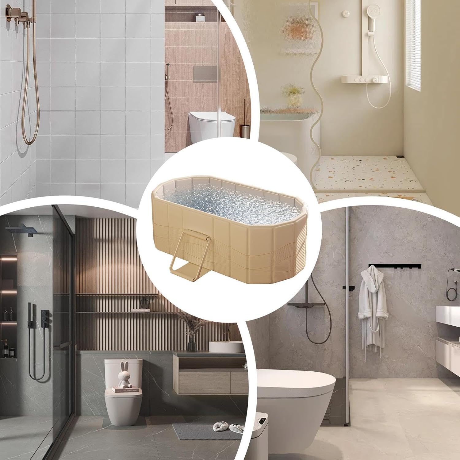 Foldable Swimming Pool - Kiddie Rectangular Pools | Large Insulated Hot Or Ice Bath Bucket | Non Inflatable Wading Bathing Tub | Folding Soaking Bathtub For Athletes Family Bathroom