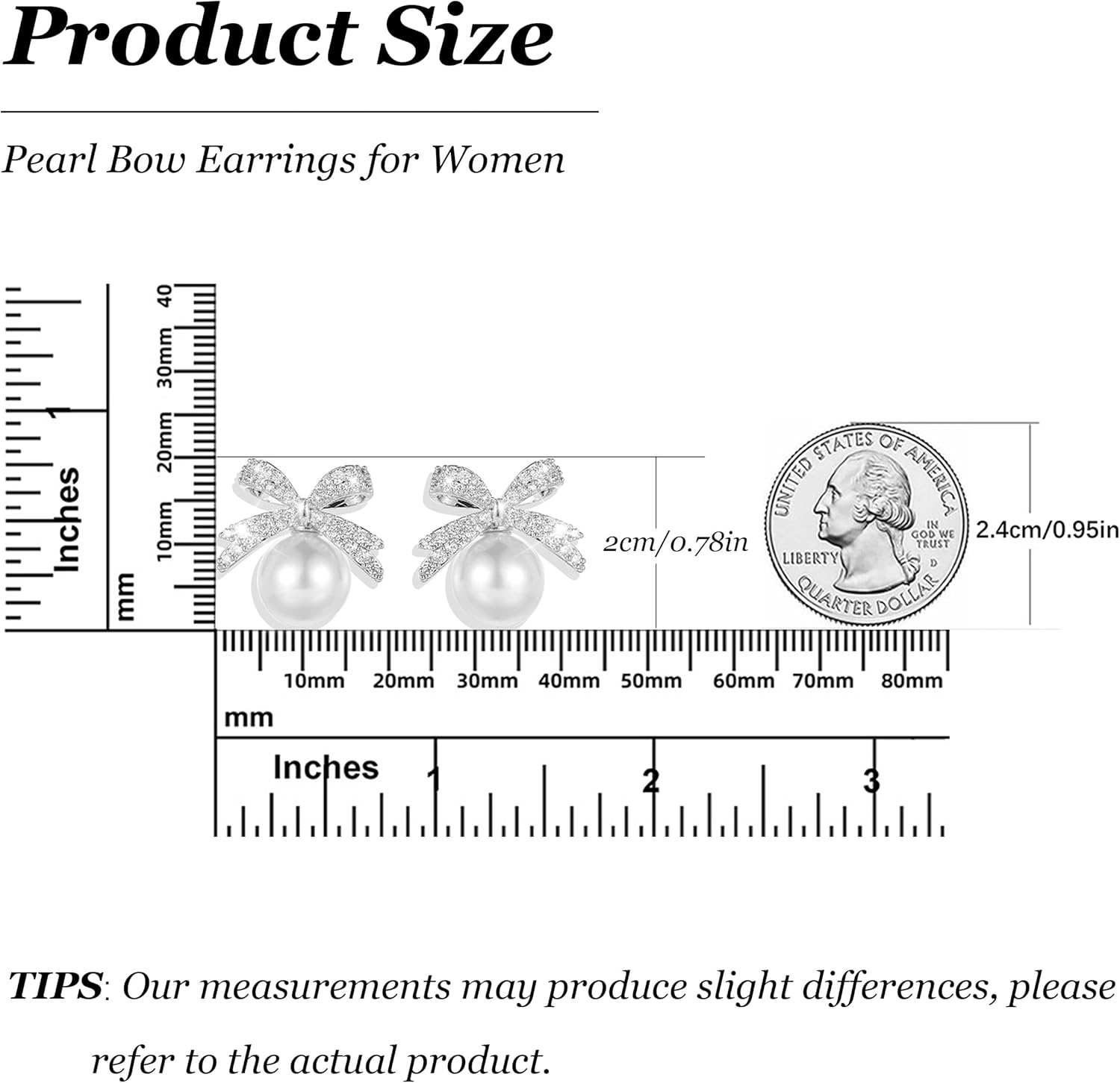 Pearl Bow Earrings for Women Trendy Dainty Rhinestone Bow Stud Pearl Statement Earrings for Christmas Party Holiday Jewelry Gifts - Image 6