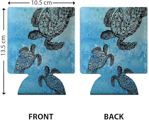 Vista 2 de WIRESTER Fundas enfriadoras de latas para bebidas de soda y cerveza, paquete de 6 – tortuga marina del océano
