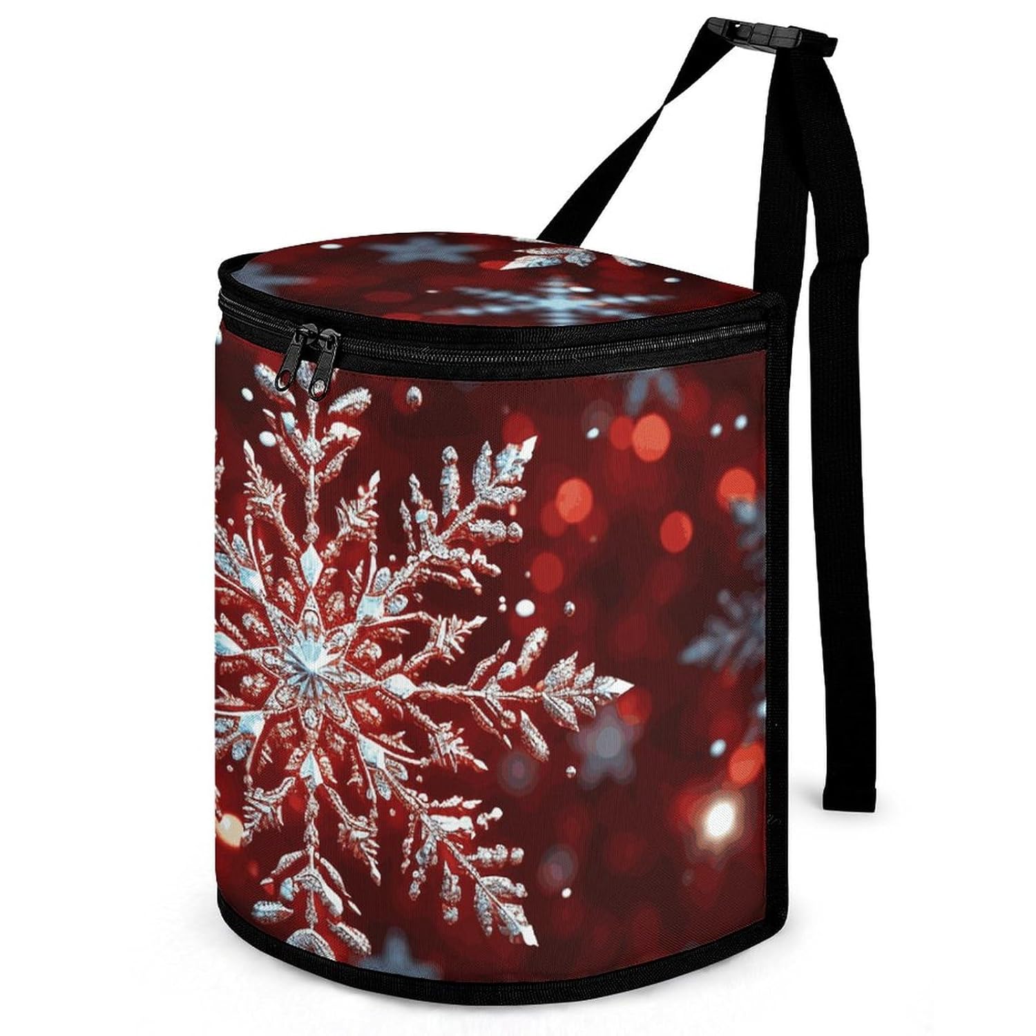 Hanging Car Trash Bag Christmas Snowflake Printed Car Garbage Storage Bag Leakproof Car Trash Can Portable Garbage Storage Bags