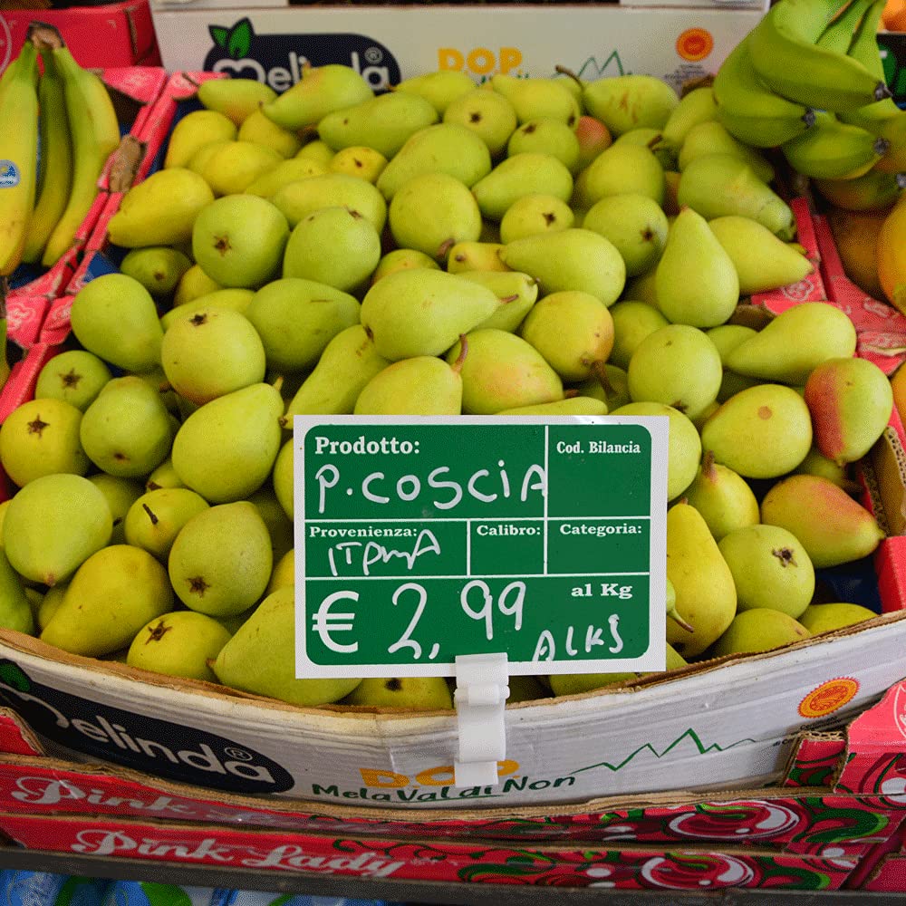 FERLABEL KIT 50 PEZZI LAVAGNETTA CANCELLABILE ORTOFRUTTA + 50 MOLLETTE + 1 PENNARELLO AD ACQUA