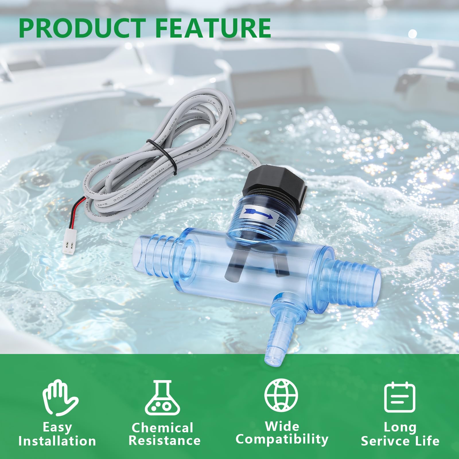 WENGART Wannen-Durchflussschalter 2560–040, Ersatz für Sundance Spas, Whirlpools und Süßwasser-Spas, ersetzt Teilenummer Q-12DS-C2, Fix FL1 und FL2 Fehlercodes