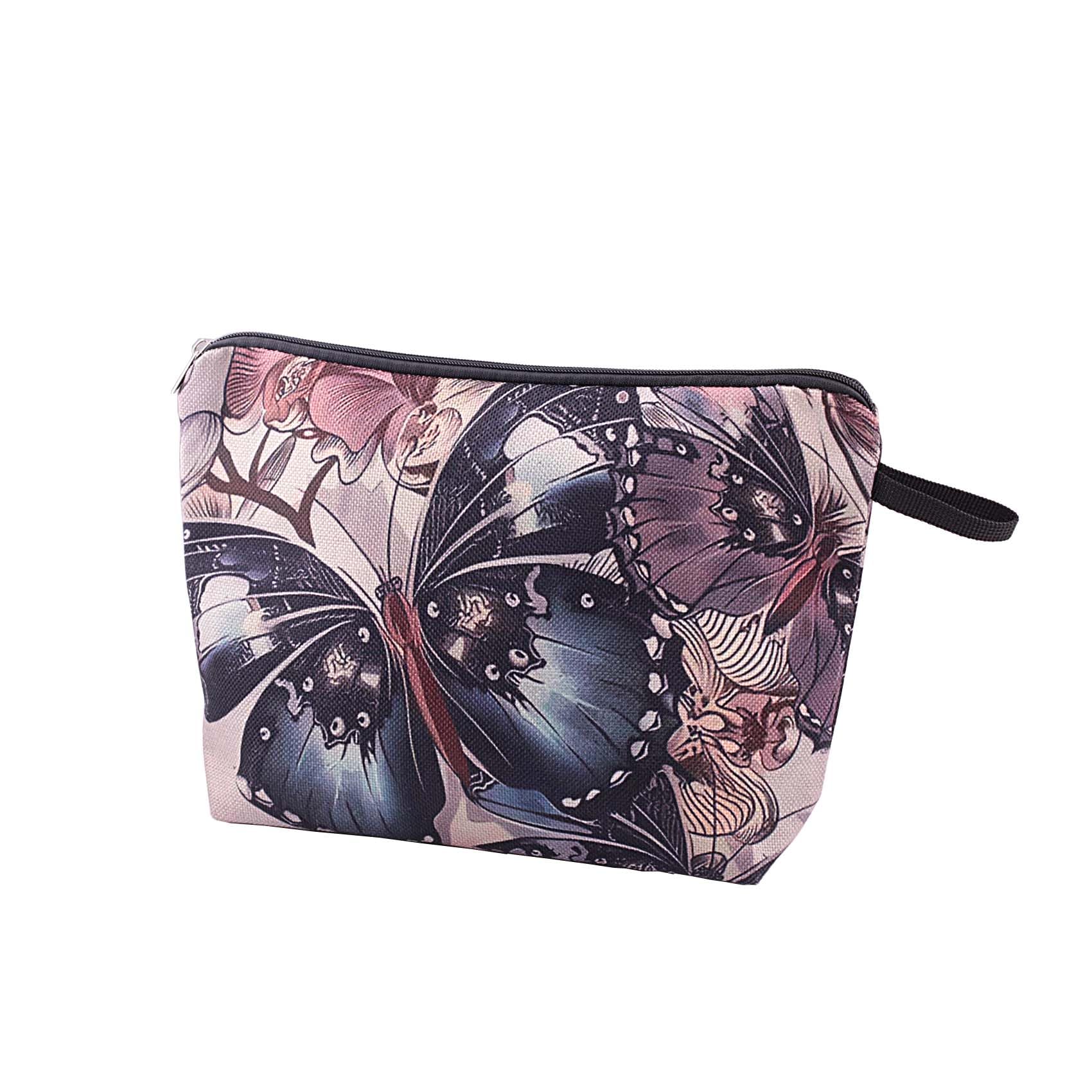 Pebarmnt Cute Animal Lovers Gifts Butterfly Cosmetic Bag Makeup Pouch with Zipper (butterfly)