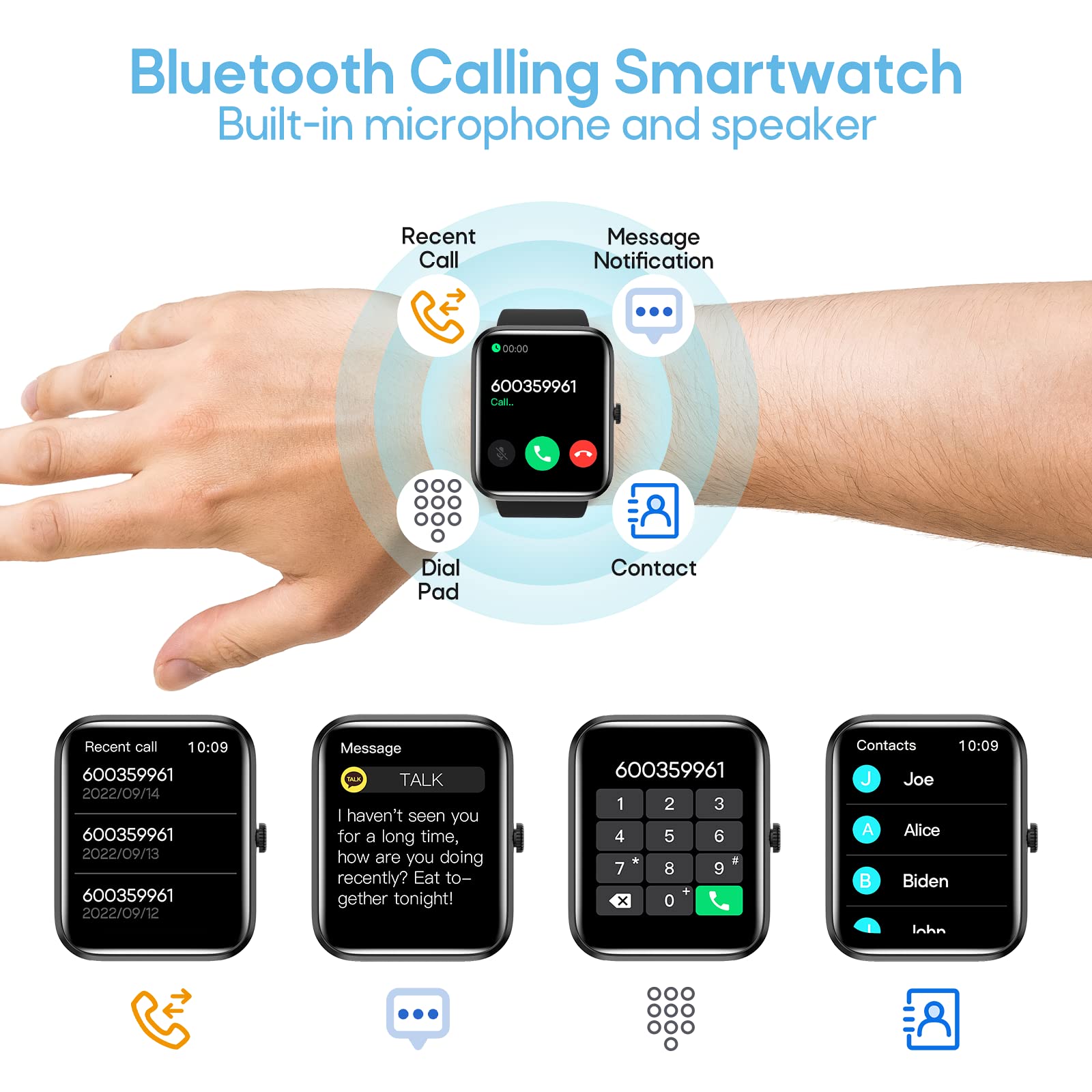 Nemheng Montre Connectée Homme Femme avec Appel,1.83 "Tracker d'Activité avec Podomètre Montre avec Assistant Vocal, Cadran Personnalisé，SpO2，Sleep Monitor Smartwatch pour Android iOS Noir