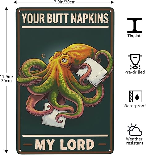 Miniatura 3 de Letrero de lata de humor oceánico, 8 x 12 pulgadas, arte de pared de metal costero para baño náutico, habitación de niños y decoración temática