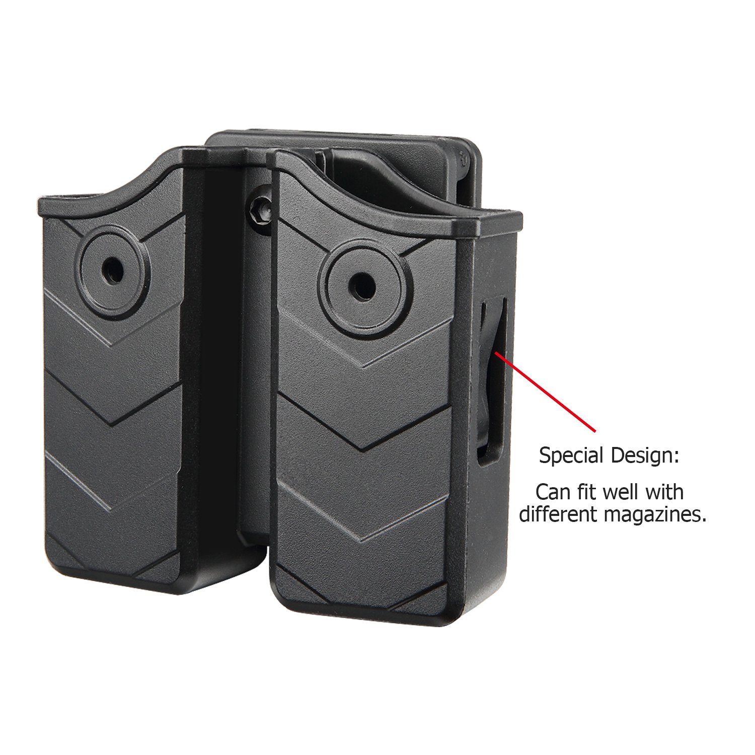 efluky Borsa portariviste universale con clip per pistola adatta per Walther P99/HK/CZ/Glock 17 19/Sig Sauer/9 mm Softair Magazine Holster, Belt Clip regolabile a 60°