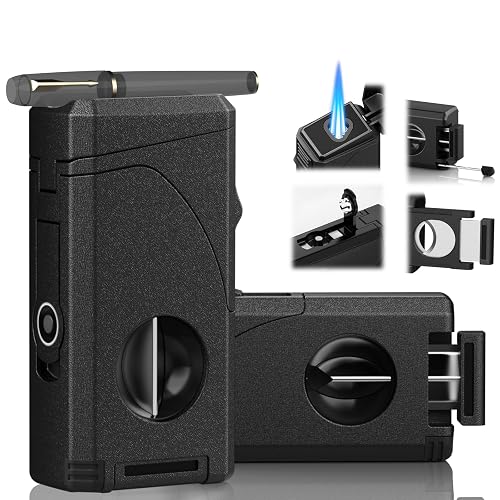 6-in-1 Windproof Triple Jet Flame Butane Torch Lighter with V-Shape