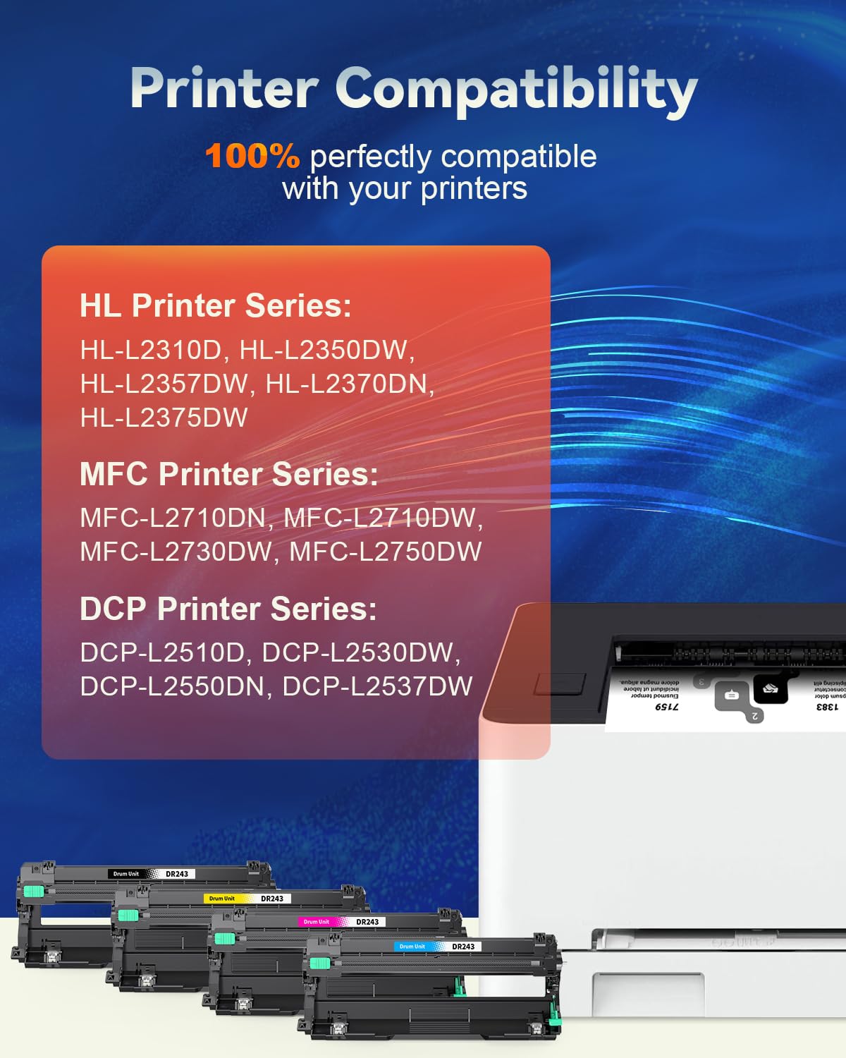 Skydo DR243CL Tambor Compatible para Toner Brother DR-243CL Tambor DR243 para Brother DCP-L3550CDW MFC-L3750CDW MFC-L3770CDW DCP-L3510CDW HL-L3230CDW HL-L3210CW, 4 Unidad de Tambor