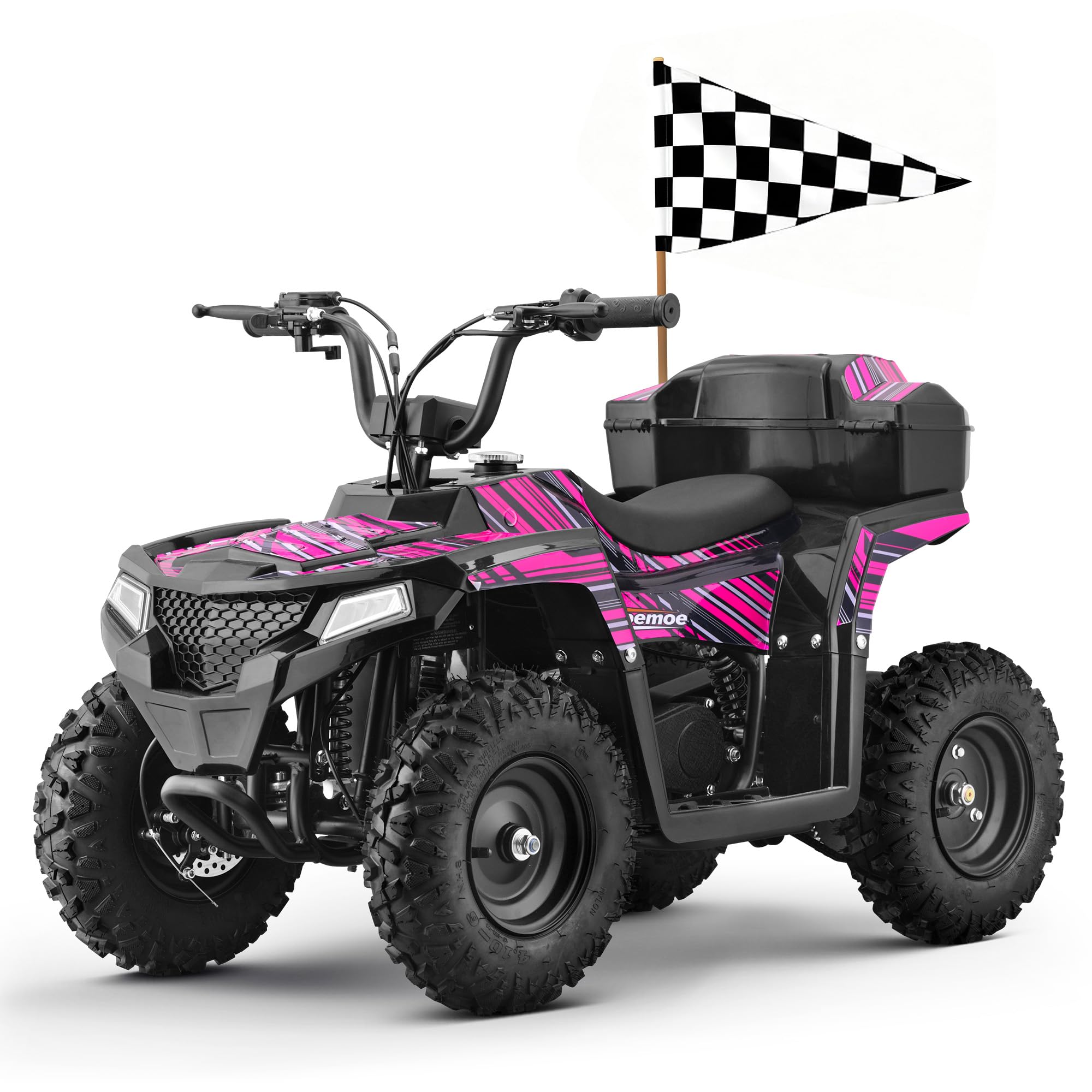 MOSTA 40CC 4-Stroke Gas-Powered ATV, 4 Wheeler Off-Road Dirt Quad for Kids, Max 15 MPH, Parental Speed Control with Storage Box, Easy Pull Start (Pink)