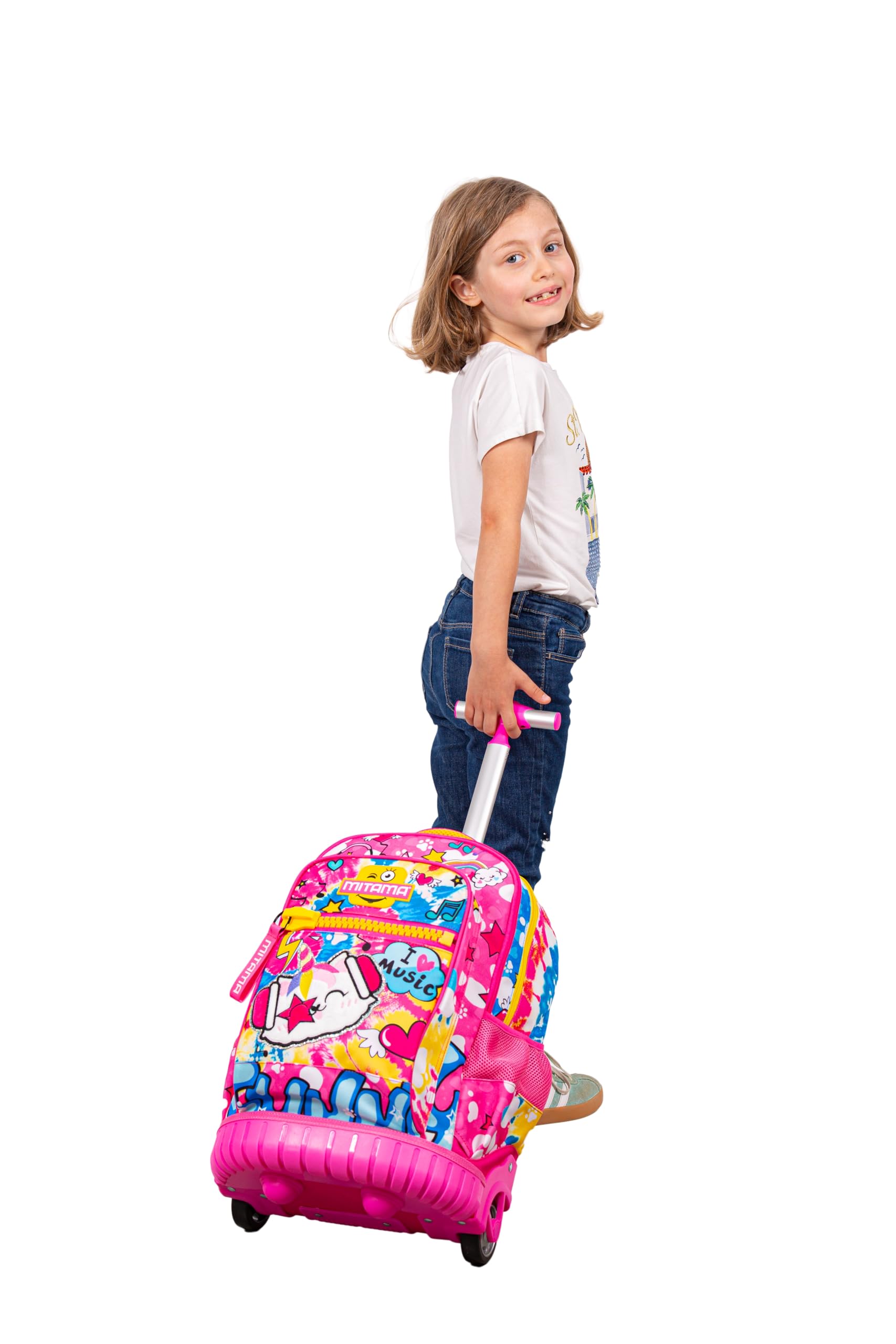 Mitama Trolley Escolar Run Maxi CATROCK, Fucsia, Doble Compartimento, Bolsillo Frontal, 2 Bolsillos Laterales, Escuela Primaria y Tiempo Libre, niña