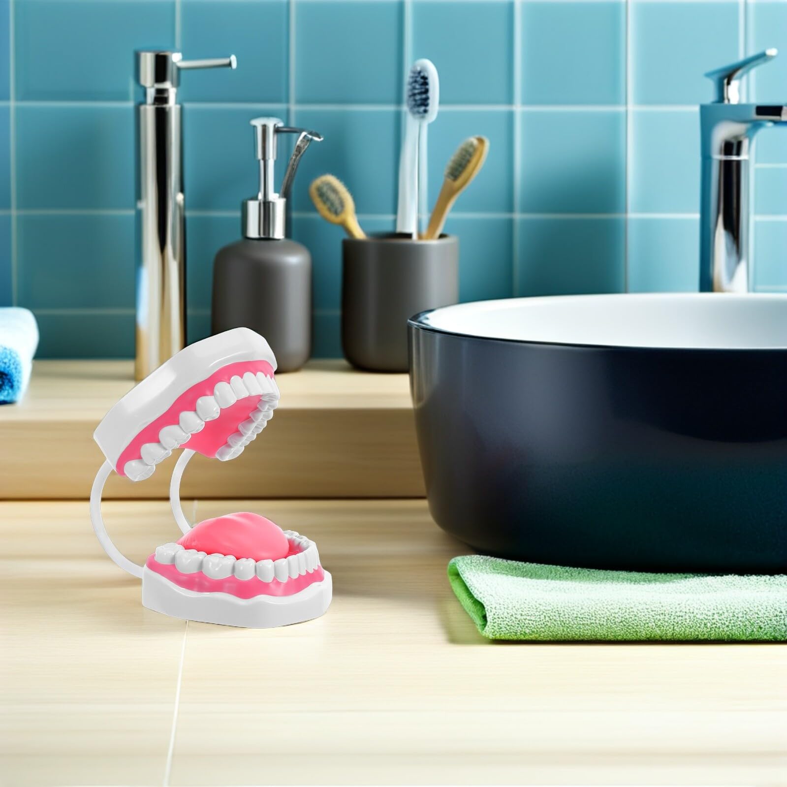 Modello Didattico dei Denti 6 Volte Ingrandito in Plastica Bianca per Educazione Orale, Supporto Espositivo Portatile per Insegnamento Igiene e Pratica Odontoiatrica