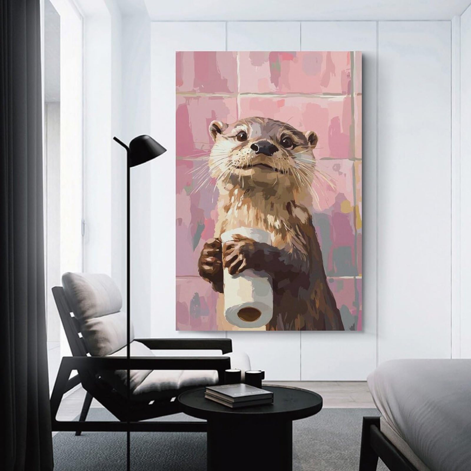 Junmoney Unframe-Style-17 Otter With Toilet Paper Home Decor Wall Art 20X30inch(50X75cm), For Lounge, Study, Hallway Or Flat Walls, Stylish Home Artwork For Focal Walls
