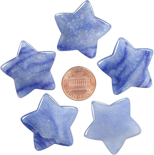 mookaitedecor Juego de 5 piedras de palma de bolsillo de cristal curativo en forma de estrella, piedras de preocupación pulidas para equilibrio de
