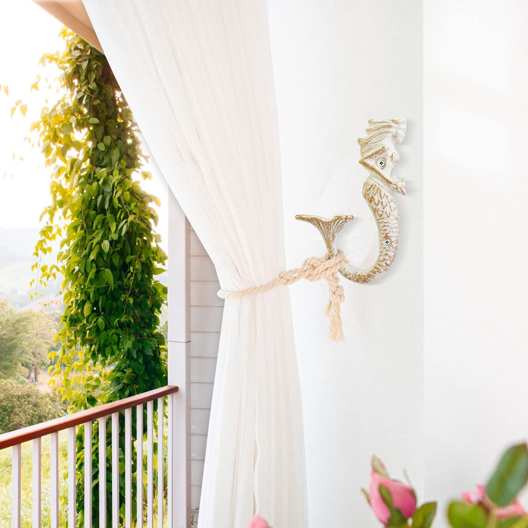 Amazon.co.jp: ZILucky マーメイド鋳鉄装飾壁フック 2個セット ビーチ