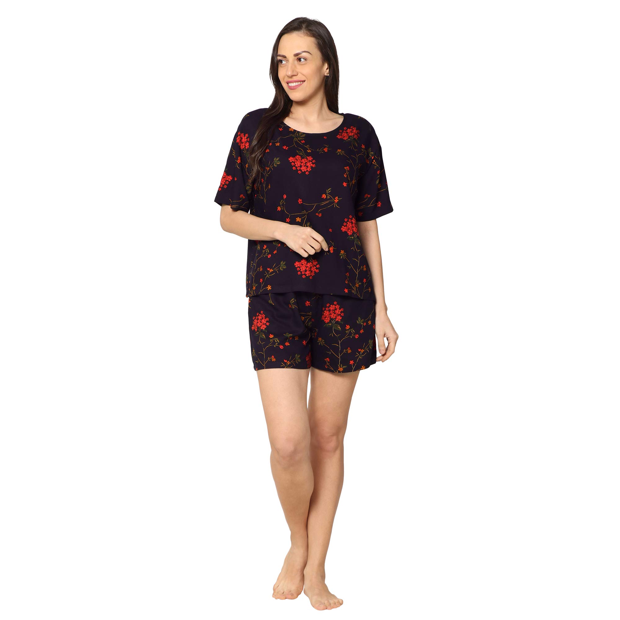 CRE8 Women's Rayon Floral Top and Shorts Set Pack of 1