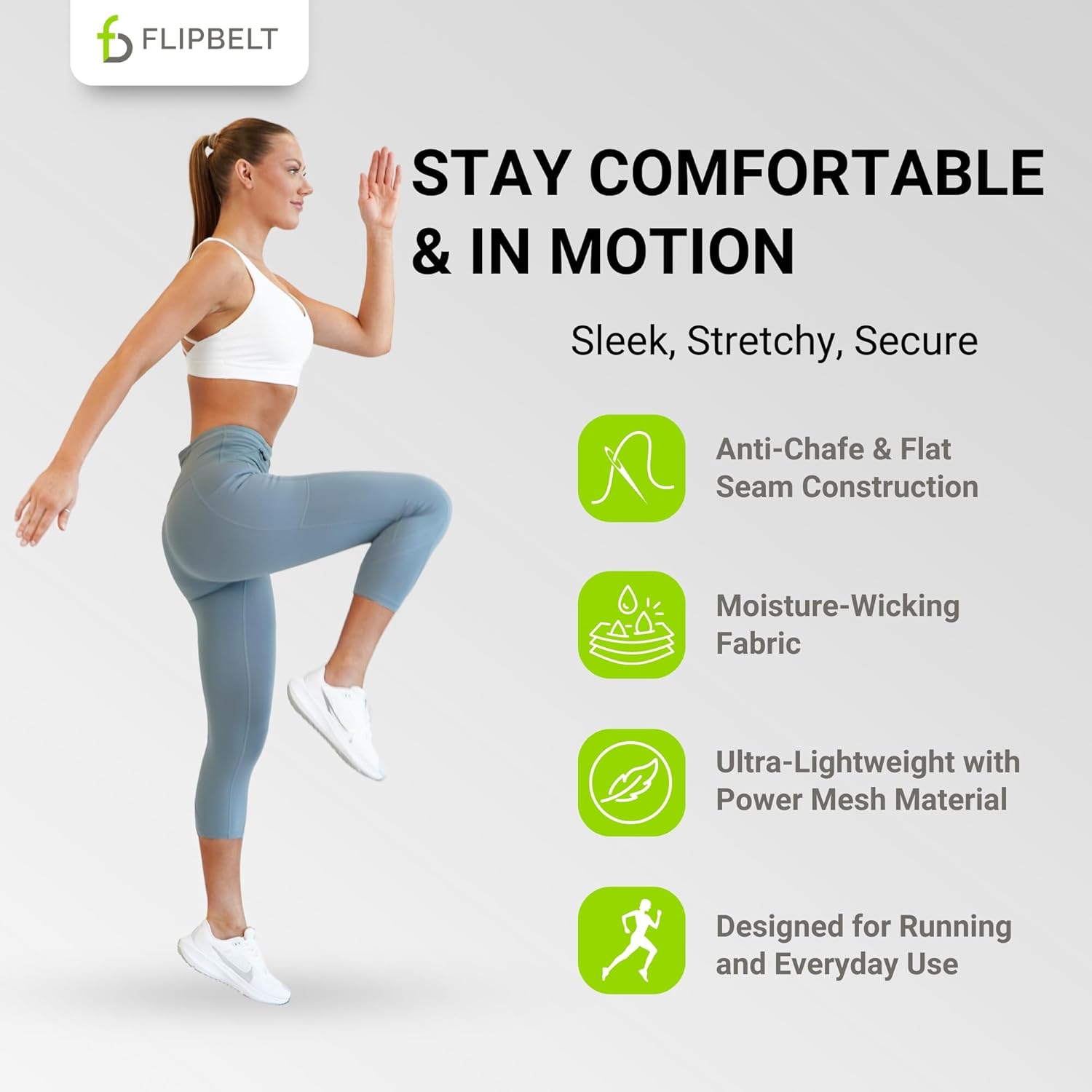 Women's Air Crop Legging Yoga Pants Breathable High-Waisted Workout Leggings with Running Belt Pockets Athletic - Image 4