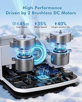 4-in-1 Portable Air Conditioners: 1700ml Tank Mini Air Conditioner with 120 Oscillating 16.5ft Remote - Evaporative Air Cooler with 3 Speed & 7 Lights 1-7H Timer - Portable AC Unit for Bedroom