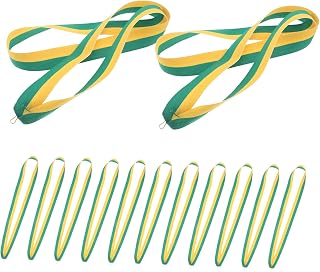 OATIPHO Yellow Green Striped Medal Lanyards 20Pcs with Snap Clips Flat Ribbons for Sports Events Meetings Party Awards Com...