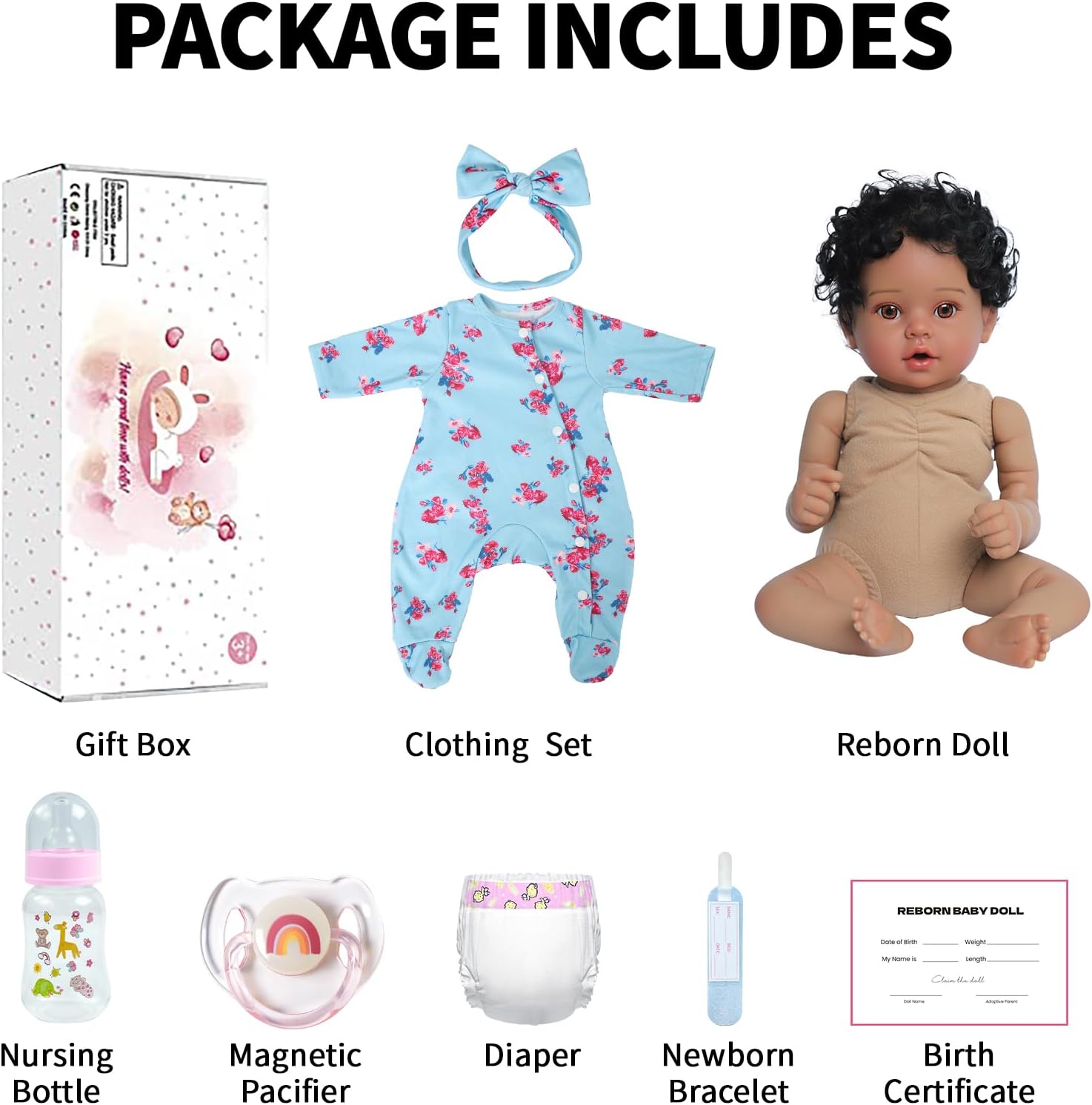 SCOM Lifelike Reborn Black Girl - 20 Inch African American Newborn Baby Girl, Real Life Baby Dolls with Weighted Soft Cloth Body for Kids Age 3 + - Image 6