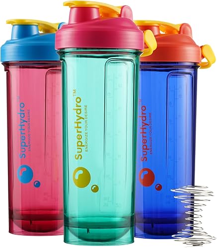 Botella mezcladora de proteínas paquete de 3  28 onzas, sin BPA, apta para lavavajillas para mezclas de proteínas en polvo, taza de