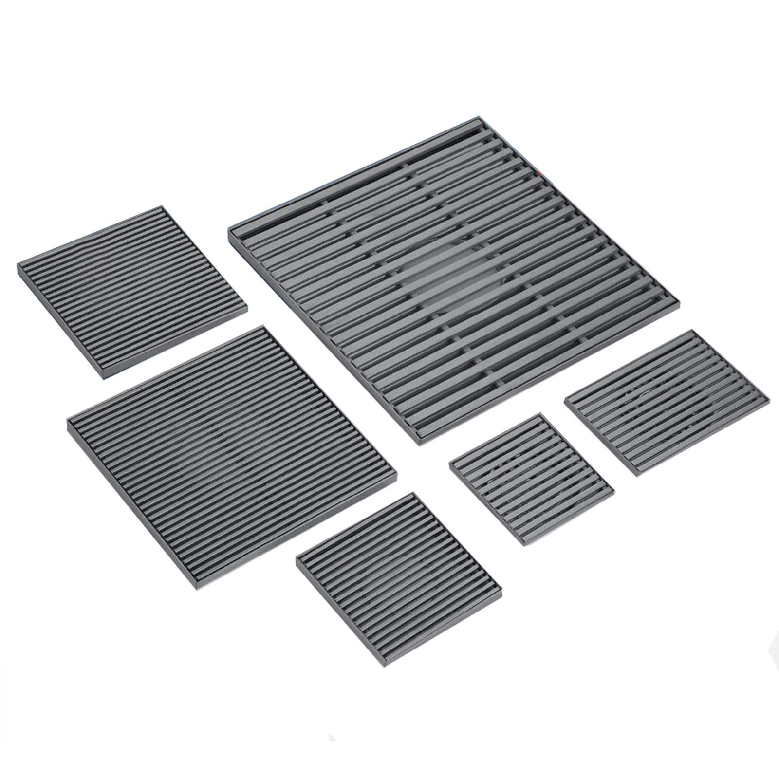 SUS304 Égouttoir de douche carré brossé avec filtre à cheveux et couvercle amovible Gris 12 x 12 cm