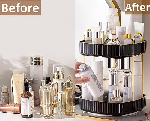 CESTATIVO Organizador de maquillaje giratorio de 360, organizador de baño giratorio para encimera, organizador de cosméticos de gran capacidad para