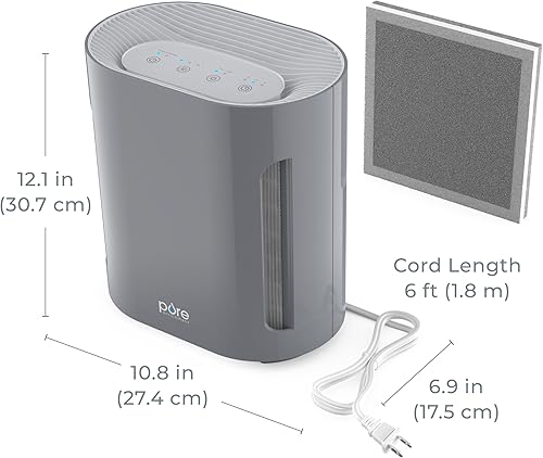 Miniatura 8 de Pure Enrichment Purificador de aire PureZone para dormitorio y sala de estar, filtración de 3 etapas y luz UV-C, filtro HEPA H13 ayuda a eliminar