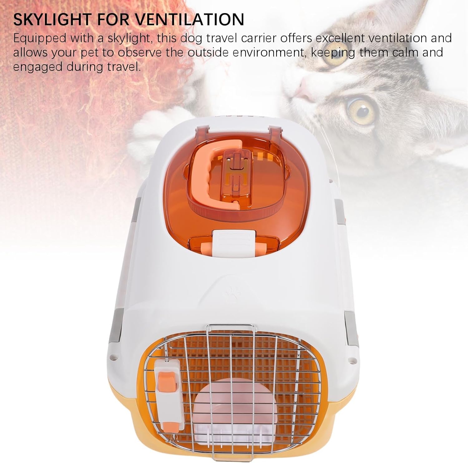 Focket Pet Carrier, 2 Door Top Load Hard Sided Dogs, Cats Pet Travel Carrier with 2 Door Top and Front Door Access, Dog Crate for Pets Kennel Air and Travel (Yellow)