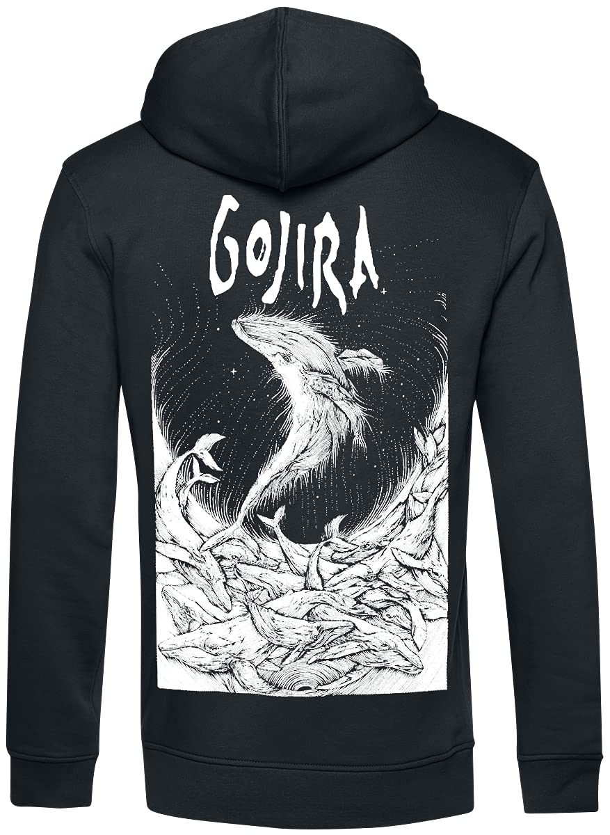 Gojira Woodblock Whales Männer Kapuzenpullover schwarz Band-Merch, Bands