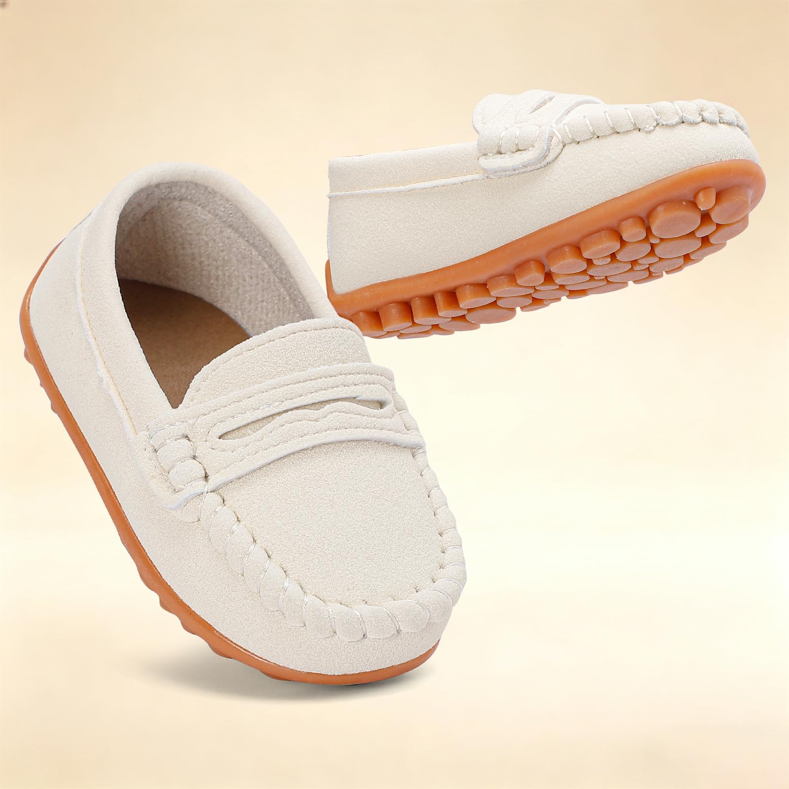 LACOFIA Mocasines para bebé, antideslizantes, para primeros pasos, pantuflas para niños pequeños