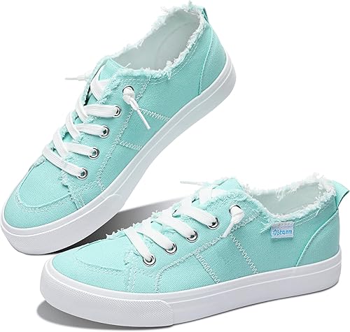 Obtaom Play Tenis de lona para mujer, sin cordones, a la moda, blanco desgastado y estampado de leopardo