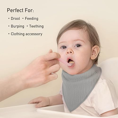 Miniatura 2 de Baberos de muselina para bebé 8 unidades, Babero tipo bandana para babeo y dentición, Algodón suave y absorbente para niñas y niños Clásico,Un