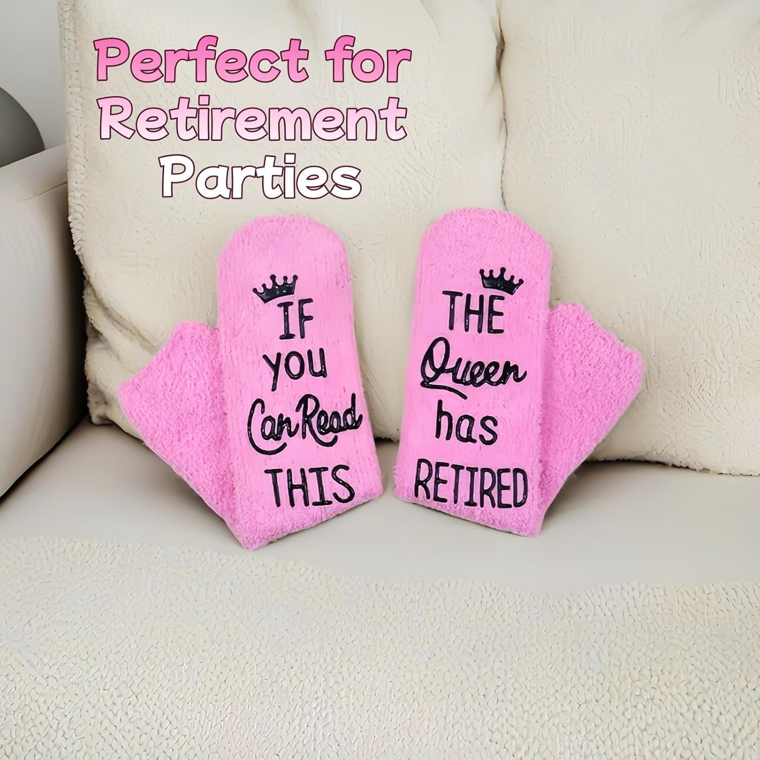 The Queen Has Retired Socks - Funny Retirement Gifts for Mom, Wife, Teacher, Nurse - Novelty Retirement Party - Comfortable Stretch Socks Fits Women's 6-10 Sizes - Best Retirement Gift Idea for Her - Image 6