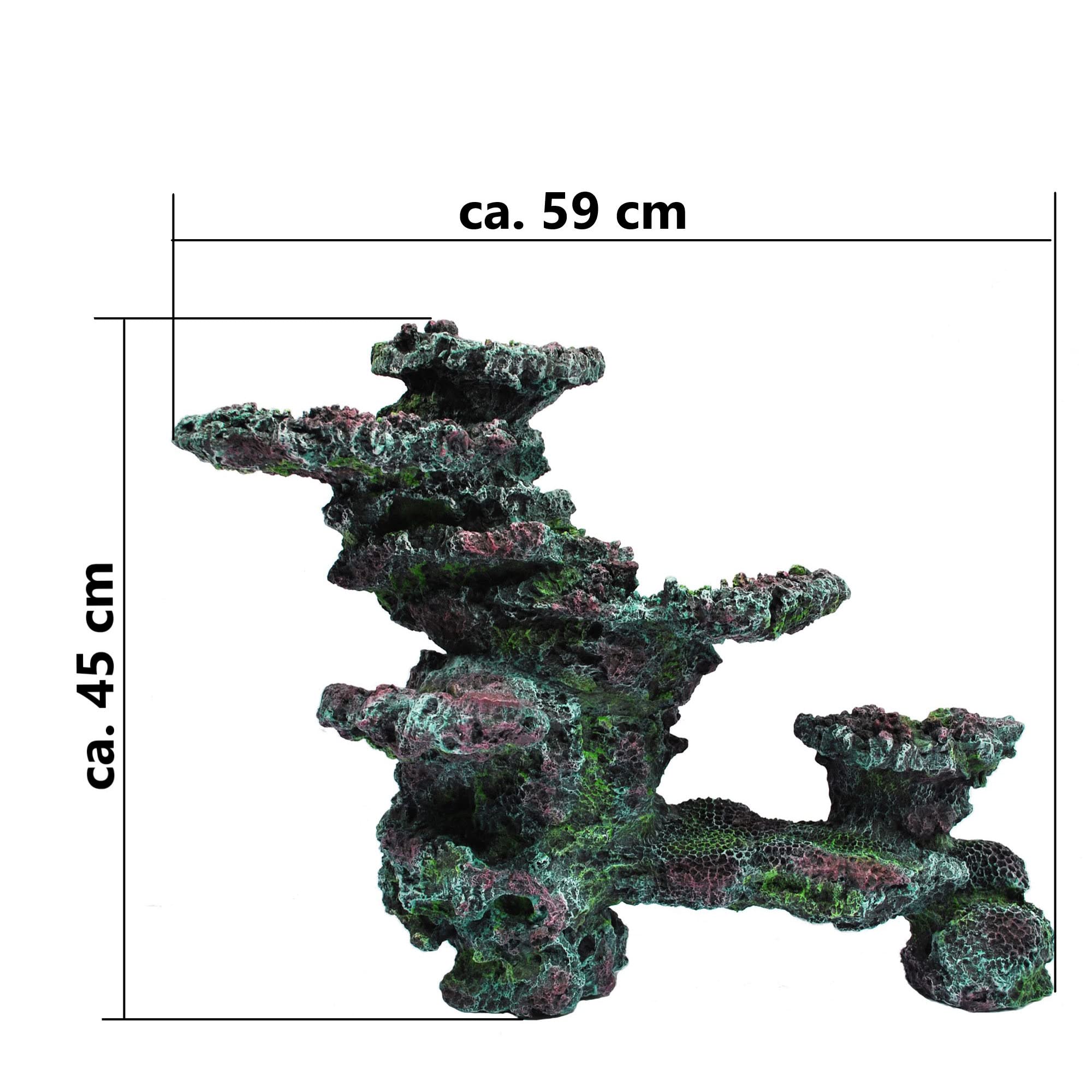 3D Riffgestein 59 x15 x45 cm,Aquarium Meerwasser Deko, Felsen Nachbildung