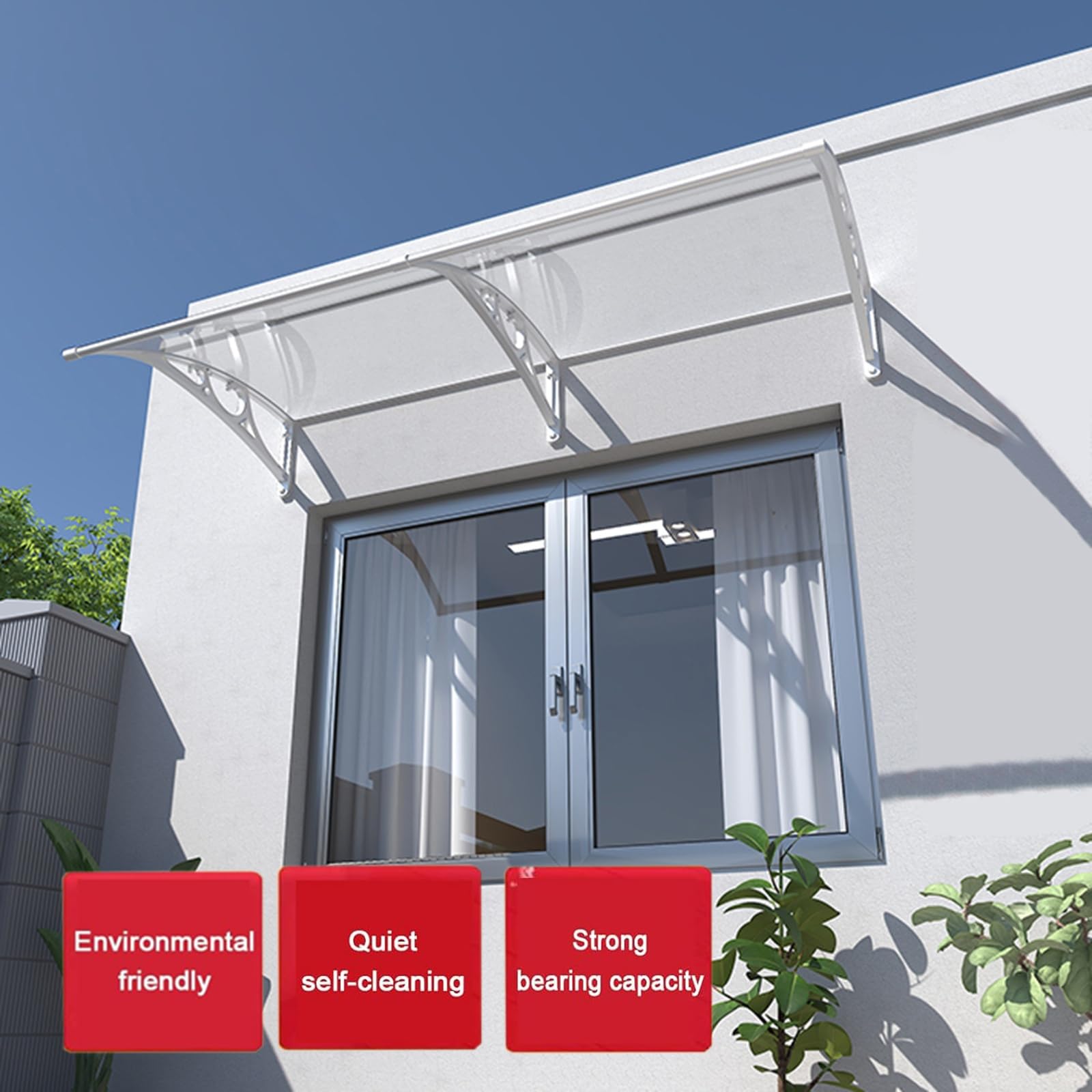 Vordach for haustür，vordach haustür ，Pultbogenvordach ，haustür vordach，überdachung，mit UV-Schutz，aus Aluminium，Transparentes Polycarbonat ，60/80/100/120/150 cm Breite (Size : 60x110cm/24x43in)
