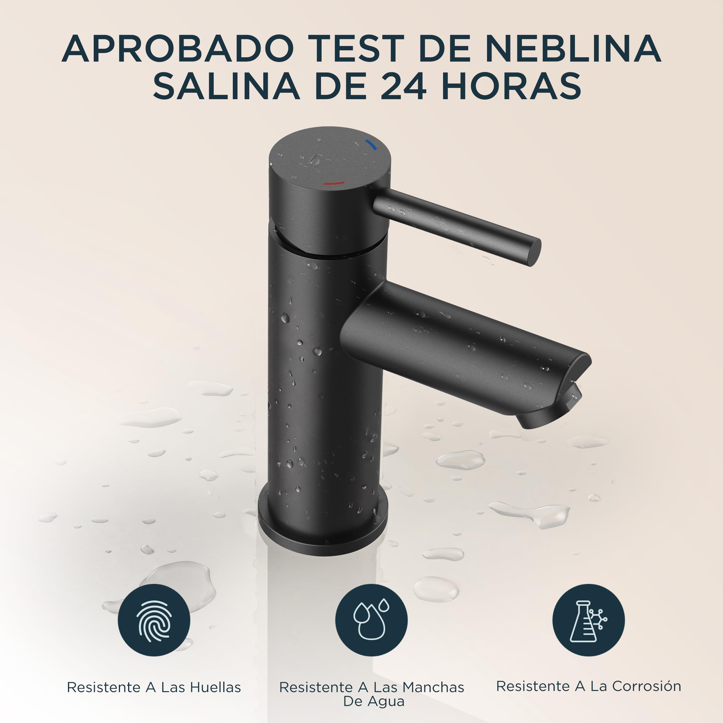FORIOUS Grifo De Baño Con Desagüe, Grifo De Lavabo De Acero Inoxidable Con Altura De Salida 85MM, Mezclador Monomando Para Agua Fría Y Caliente En El Baño, Negro