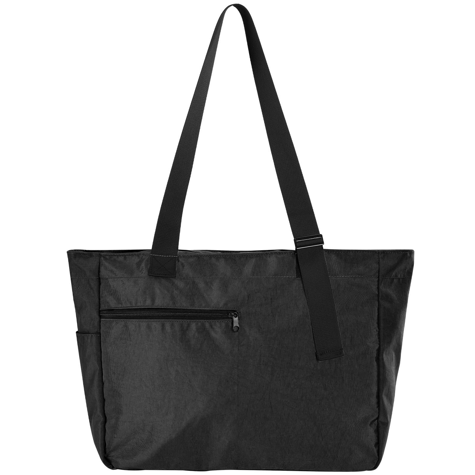 BAJNOKOU Tote Bag for Women Versatile Lightweight Casual Tote Large Shoulder adjustable strap Bags Handbag with Zipper for Gym,Travel, Overnight Trips,Marketing,Work,Beach,Black