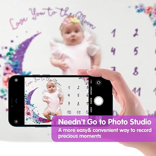 Miniatura 2 de Manta mensual de hitos para bebé, 51 x 40 pulgadas, manta de regalo para baby shower, manta de felpa suave para niños y niñas, mantas unisex para