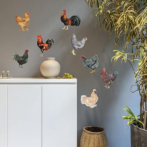 Miniatura 9 de PLIGREAT 8 calcomanías de pared de gallinas de gallo, vinilo removible para cocina, despensa, sala de juegos, guardería, granja, decoración de