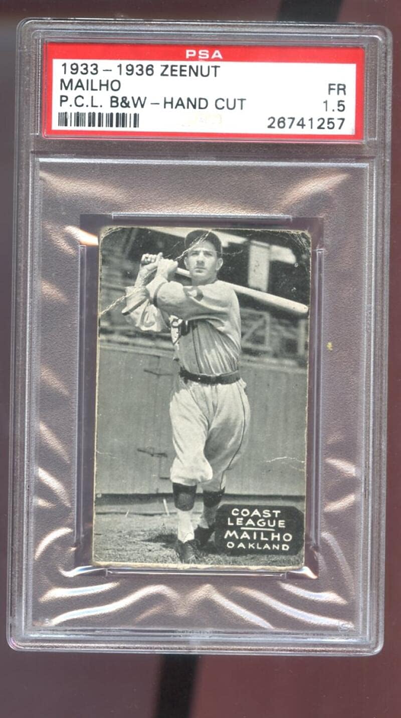 1933 1936 Zeenut Zeenuts Emil Mailho PSA 1.5 Graded Baseball Card Pacific Coast League PCL P.C.L. 1934 1935 Oakland Oaks