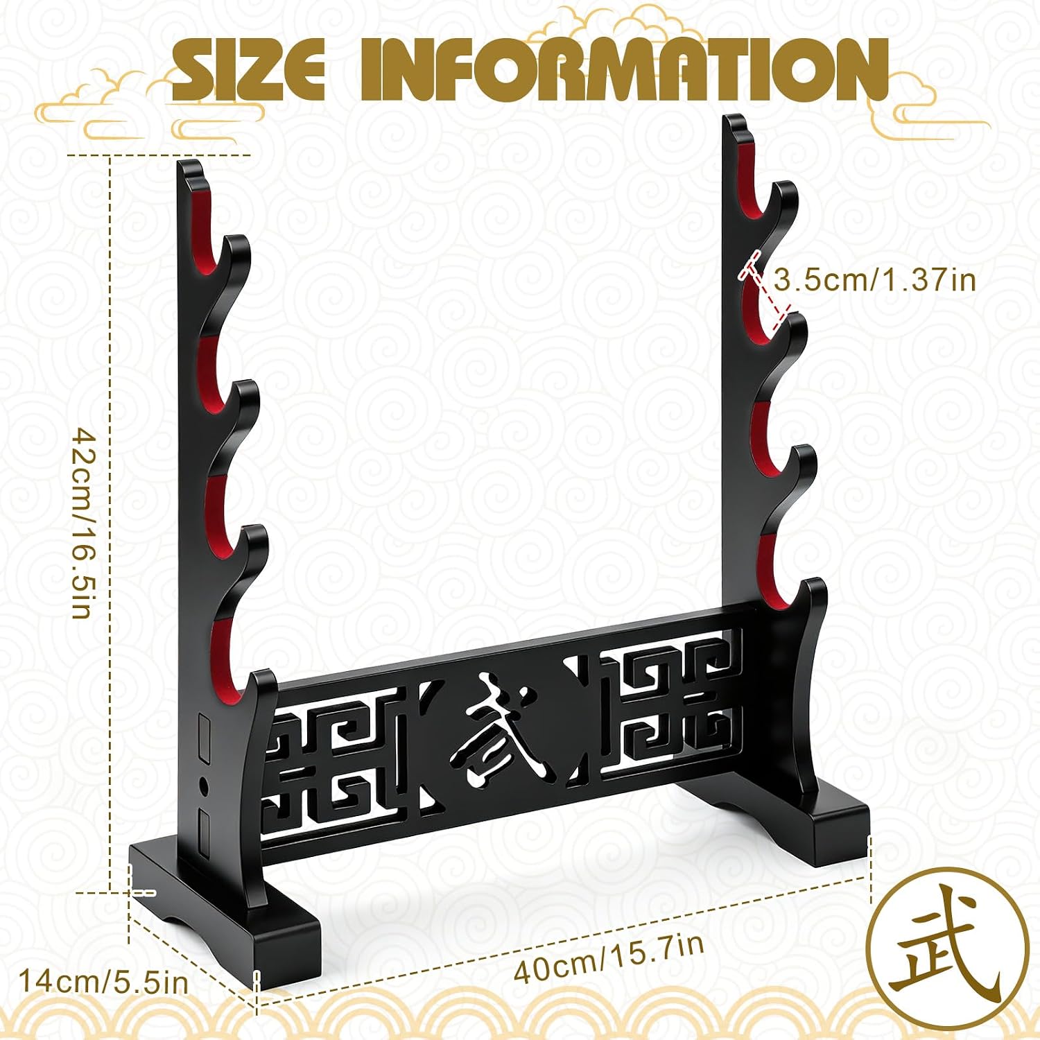 Barydat 4 Tier Katana Sword Stand with Warrior Cutout Design image 2