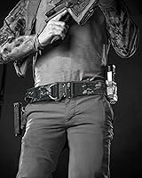 Vista 14 de Cinturón táctico para hombre, cinturón de pistola Molle de 2 pulgadas y 1.5 pulgadas con corte láser, cinturones de caza y hebilla de liberación