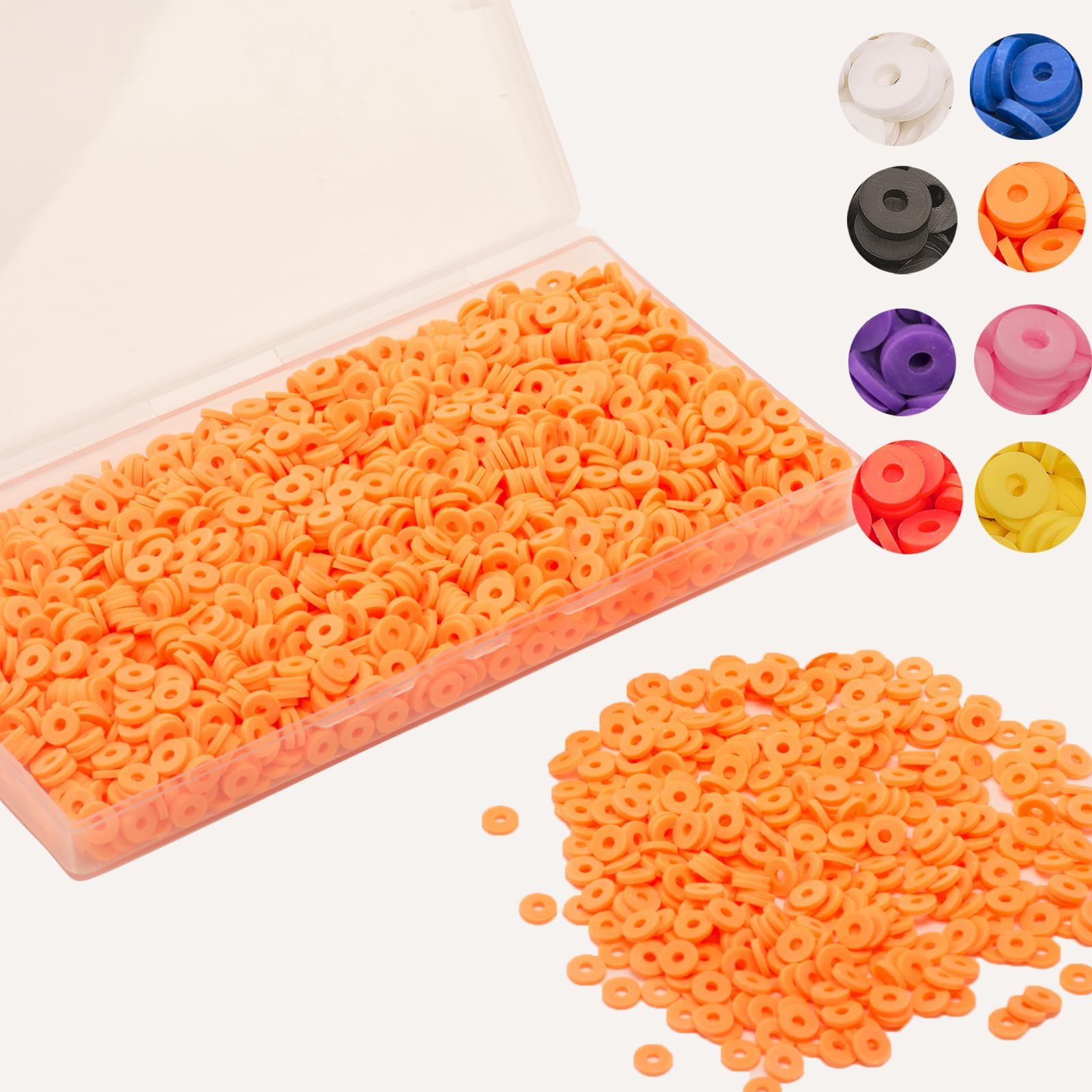 2200pcs Clay Beads for Bracelets Making Handmade Craft Beads for Jewelry Making DIY Clay Beads Accessories, 6mm (Blue) (Orange)