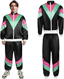 AYBUY Deguisement Année 80 90 Homme Femme, Survêtement Veste Pantalon Costume Tenue Rétro Disco Hippie pour Carnaval Soirée Deguise, L - 8