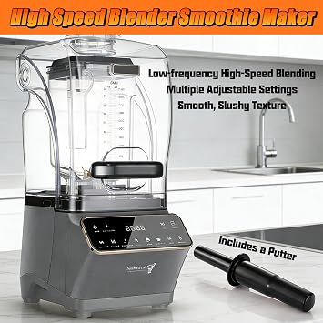 2L Multi-Function Blender, 1200W Electric slush machine with 5 Presets & 6-Leaf Knife and Gear Adjustment Function, Commercial Stand Juice Mixer for Smoothies Shakes Juices Home
