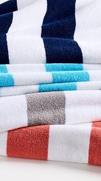 Kassatex Cabana Stripe Beach Towels - Coral